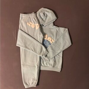 Sp5der Blue Hoodie and Joggers Set